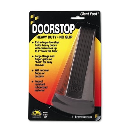 Master Mfg Co Master, GIANT FOOT DOORSTOP, NO-SLIP RUBBER WEDGE, 3.5W X 6.75D X 2H, BROWN 00964